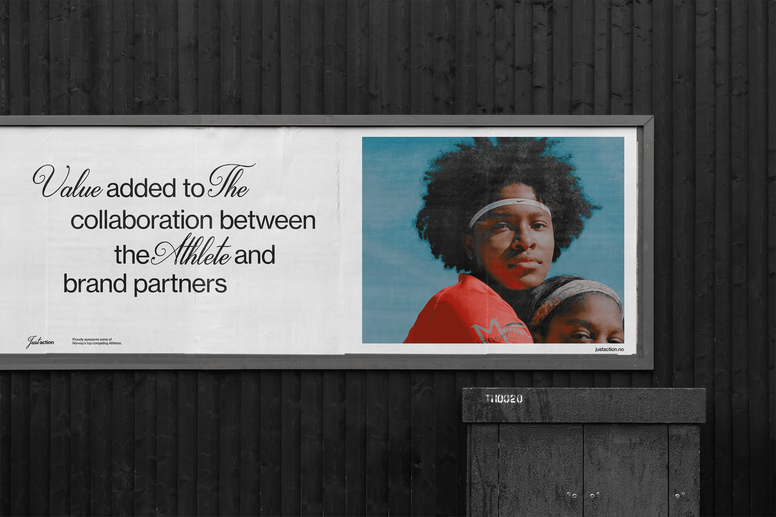 Just Action branding on a billboard